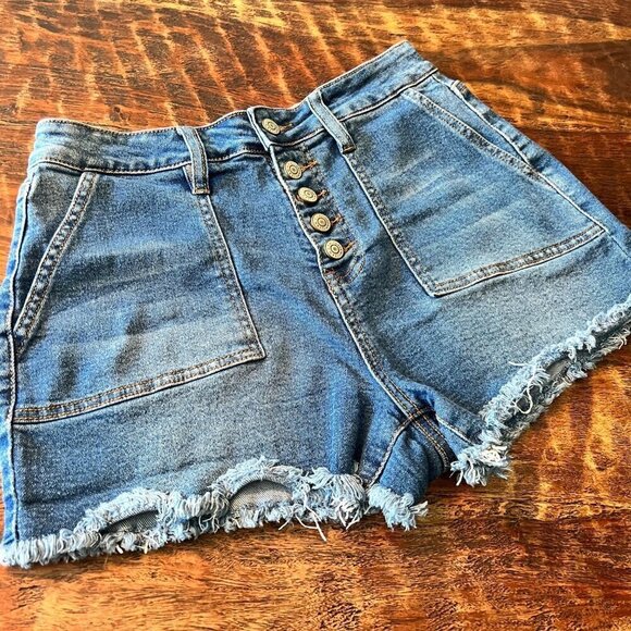 YMI High Rise Denim Button Fly Shorts 9 - Picture 1 of 9